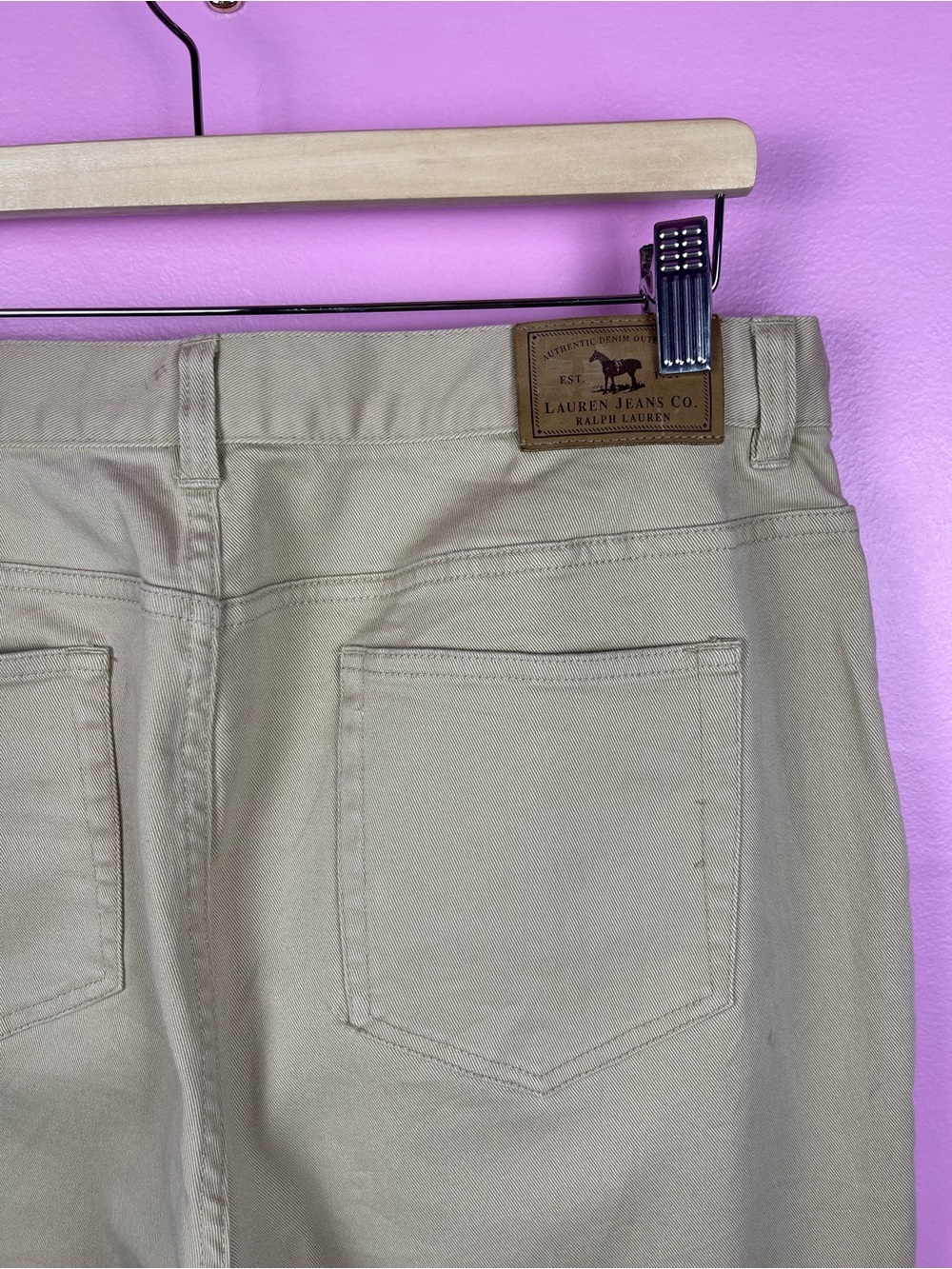 Lauren Jeans Co Ralph Lauren Bootcut Pants 14 Khaki Floral Studs - Picture 8 of 9
